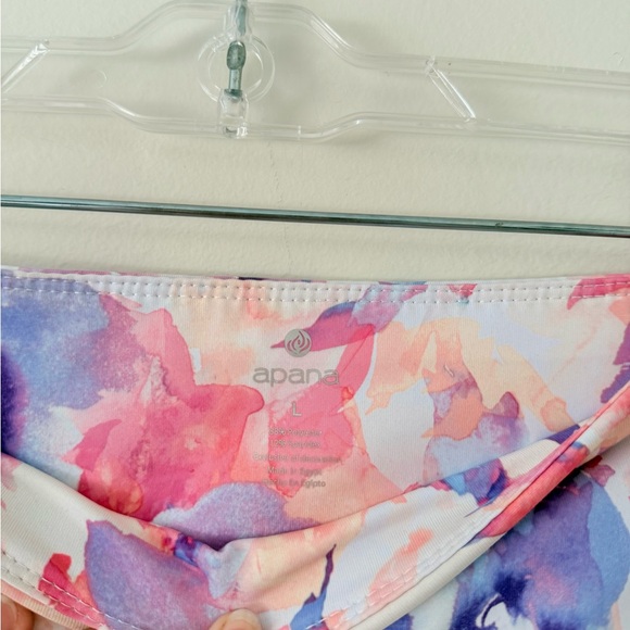 Leggings Apana Womens L Floral Watercolor Bright Leggings - Pink, Purple, Peach - Picture 2 of 6